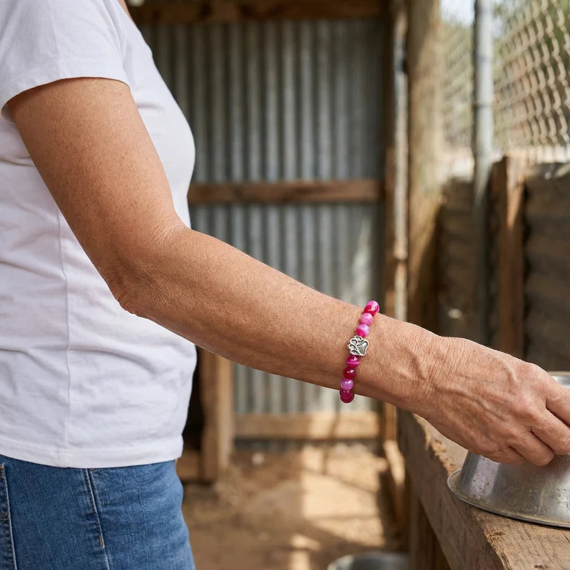 Pink Heart Paw Bracelet